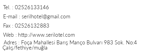 Hotel Seril 2 telefon numaralar, faks, e-mail, posta adresi ve iletiim bilgileri